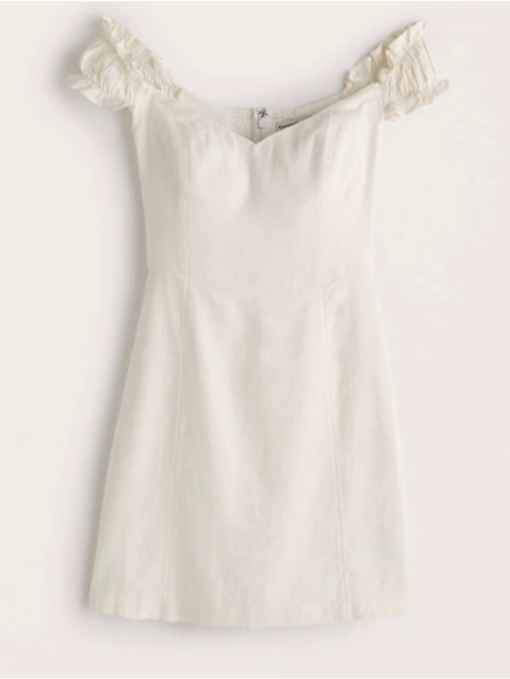 Abercrombie & Fitch Cream Ruffle Shoulder Mini Dress